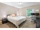 Cozy bedroom with a neutral color scheme, a window view, and a functional workspace at 2638 Park Rd # H, Charlotte, NC 28209
