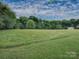 Spacious backyard showcasing a sprawling green lawn bordered by mature trees and a clear blue sky at 269 Johnson Dairy Rd, Mooresville, NC 28115