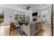 Bright living room featuring hardwood floors, a fireplace, and lots of natural light from oversized windows at 304 Keswick Ave, Charlotte, NC 28206