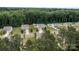 Aerial view highlighting the home's location with a canopy of mature trees and manicured lawns at 413 Wheat Field Dr, Mount Holly, NC 28120