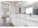Bathroom featuring double vanity with modern fixtures at 6608 Pattonsburg Dr, Charlotte, NC 28213