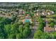 Overhead view of community featuring a pool, playground, and well-manicured green spaces at 10405 Scotland Ave, Indian Land, SC 29707