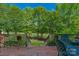 Brick steps descend to a manicured backyard with golf course views at 10508 Old Wayside Rd, Charlotte, NC 28277