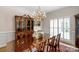 Charming dining room with elegant chandelier, hardwood floors, and ample natural light at 10508 Old Wayside Rd, Charlotte, NC 28277