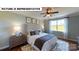 Main bedroom features a plush headboard, ceiling fan, dresser, and a sunny window at 124 S Shayna Rd, Troutman, NC 28166