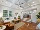 Spacious living room showcasing hardwood floors and open floor plan to kitchen at 2222 Wilmore Dr, Charlotte, NC 28203