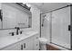 Modern bathroom with white cabinets, glass enclosed shower, and updated fixtures at 263 Fairway Cir, Rock Hill, SC 29730