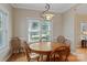 Dining room with a round wooden table and chairs set by a large window at 3124 17Th Street Ne Ln, Hickory, NC 28601