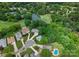 Expansive aerial view of a residential area featuring a neighborhood pond, golf course and lush green trees at 4101 Fairway Downs Ct # 9, Charlotte, NC 28277