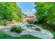 Beautiful backyard featuring a large pool, patio area, lush landscaping, and mature trees for added privacy at 4319 Sailview Dr, Denver, NC 28037