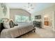 Comfortable primary bedroom features neutral tones, carpet, two windows, and an ensuite bathroom at 4319 Sailview Dr, Denver, NC 28037