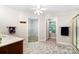 Bathroom featuring a tiled floor, double door closet, and shower with glass door at 803 Freeman Rd, Concord, NC 28025