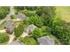 An aerial shot showcasing this lovely neighborhood and landscaped yards, surrounded by mature trees and golf course at 10317 Clubhouse View Ln, Mint Hill, NC 28227