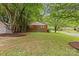 Brick home surrounded by green trees and large backyard, set back from the road for extra privacy at 1814 Brookdale Ave, Charlotte, NC 28210