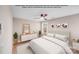 Staged bedroom featuring neutral tones, natural light, and stylish decor for a serene living space at 2000 Tyvola Rd, Charlotte, NC 28210