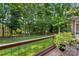Charming deck offering views of the expansive, tree-lined backyard at 4389 Enchantment Cove Ln, Charlotte, NC 28216