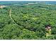 Scenic aerial view showcases a verdant, tree-covered landscape with a home and surrounding wooded area at 615 Hawley Rd, McConnells, SC 29726