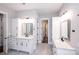 Elegant bathroom featuring double vanities, modern fixtures, and plenty of cabinet space at 720 Cavesson Way, Monroe, NC 28110