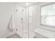Modern bathroom featuring a glass shower, white subway tile, and soaking tub at 936 Knightsbridge Rd, Fort Mill, SC 29708