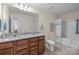 Bathroom featuring double sink vanity with granite countertop and tile flooring at 1036 Squire Dr, Fort Mill, SC 29707