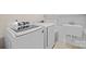 Well-equipped laundry room featuring modern, high-efficiency washer and dryer, along with a utility sink and storage solutions at 1036 Squire Dr, Fort Mill, SC 29707