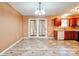 Dining area boasts wood-look floors and overlooks the kitchen, creating a modern, shared living space at 1170 Scenic Dr, Shelby, NC 28150
