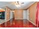 Living room showcasing hardwood floors and open access to other rooms, for seamless flow at 1170 Scenic Dr, Shelby, NC 28150