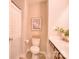 Relaxing bathroom with warm walls, decorative art, and modern commode and vanity at 12531 Bryton Ridge Pkwy, Huntersville, NC 28078