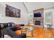 Elegant living room showcasing hardwood floors, a stone fireplace, and stylish decor for a cozy atmosphere at 1705 Townsend Ln, Rock Hill, SC 29730