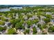 Expansive aerial view of the neighborhood, surrounded by lush greenery and a picturesque lake at 314 Center Dr, Davidson, NC 28036