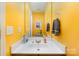 Bright bathroom with a white sink and yellow walls at 7504 Petrea Ln, Charlotte, NC 28227