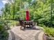 Stone paver patio with an outdoor dining set and manicured landscaping at 1006 Wellington Ave, Indian Land, SC 29707