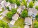 Aerial view of home with detached garage at 10407 Alvarado Way, Charlotte, NC 28277