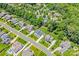 An aerial view showcases the home nestled among mature trees in a neighborhood at 1149 Rosecliff Dr, Waxhaw, NC 28173