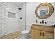 Bathroom featuring a tiled walk-in shower, and modern vanity at 253 Hall Nw Ave, Concord, NC 28027