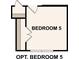 Floorplan of the optional Bedroom 5, showing the layout and window placement at 2588 Blue Sky Meadows Dr, Monroe, NC 28110