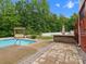 Backyard pool area features a stone patio and barbeque area, perfect for outdoor entertaining at 3038 Sterling Ct, Fort Mill, SC 29707