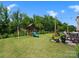 Lush backyard with a playset and patio, ideal for outdoor fun and relaxation at 4013 Hamilton Mill Dr, Waxhaw, NC 28173