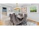 A dining room with an elegant dining table and modern accents, illuminated by natural light from two windows at 4024 Tyndale Ave, Charlotte, NC 28210