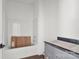 Unfinished bathroom with white shower/tub and gray vanity, ready for customization at 4315 Palm Dr, Denver, NC 28037