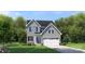 Charming two-story home with gray siding, black shutters, and a well-manicured lawn, creating a welcoming curb appeal at 490 Lenswood Ct, Denver, NC 28037