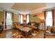 Cozy living room with hardwood floors, elegant furnishings, and large windows at 5004 Woodview Ln, Matthews, NC 28104