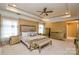 Spacious main bedroom boasting tray ceilings, fireplace, and a decorative bed at 5004 Woodview Ln, Matthews, NC 28104