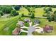 Aerial view of homes in a cul-de-sac with well-maintained lawns and landscaping at 5163 Meadow Park Ln, Hickory, NC 28602