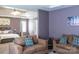 Open-concept living room and bedroom features plush seating, modern decor, and lots of natural light at 5227 Eagle Creek Dr, Charlotte, NC 28269