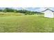 Lush backyard features expansive green space with a small outbuilding against a backdrop of trees and sky at 6201 New Hope Church Rd, Marshville, NC 28103