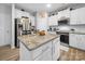 Kitchen island features granite countertops, white cabinets and stainless steel appliances at 10426 Kempsford Dr, Charlotte, NC 28262