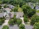 An aerial view showcases homes with manicured lawns, mature trees, and quiet residential streets at 2598 Old Ashworth Nw Ln, Concord, NC 28027