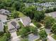 A beautiful aerial shot of a suburban home with mature trees, landscaping, and a fenced backyard at 2598 Old Ashworth Nw Ln, Concord, NC 28027