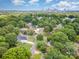 An aerial view of a residential area with mature trees and a view of the city skyline in the background at 3004 Marlowe Ave, Charlotte, NC 28208